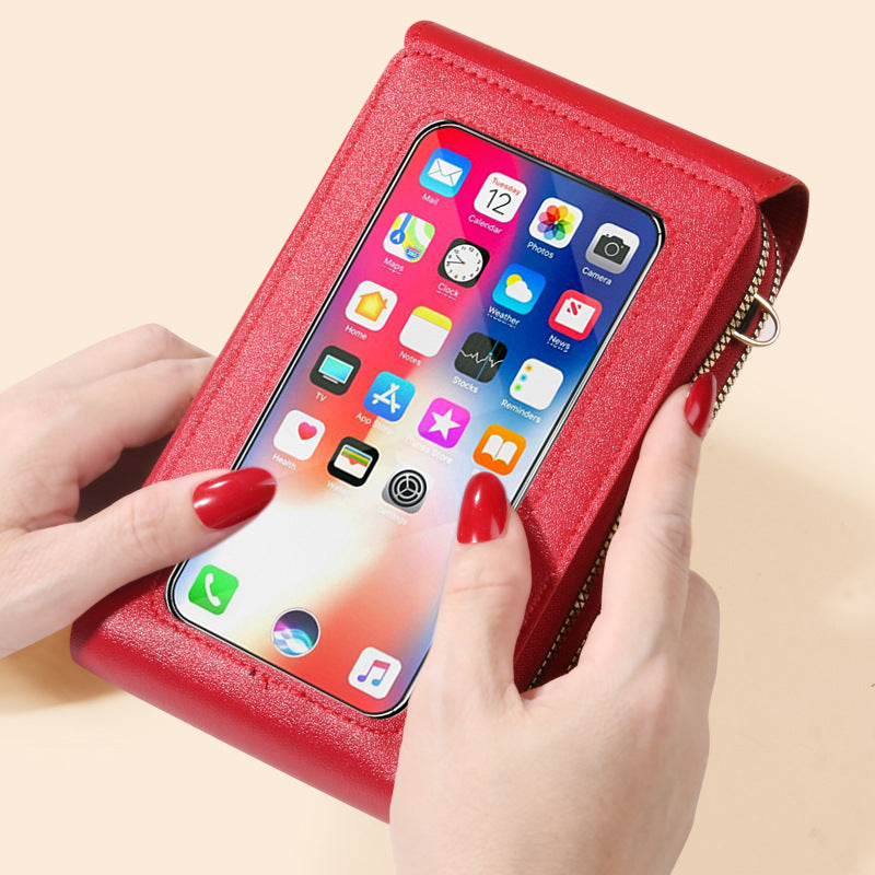 Women's Fashionable Crossbody PU Leather Touch Screen Mobile Wallet